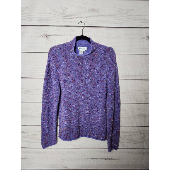 Coldwater Creek Sweaters - Coldwater Creek Womens Pullover Sweater Purple Marled Long Sleeve Mock Neck M